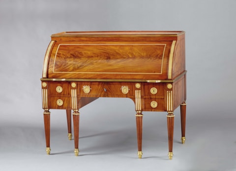 A German mahogany and ormolu-mounted Cylinder-Bureau