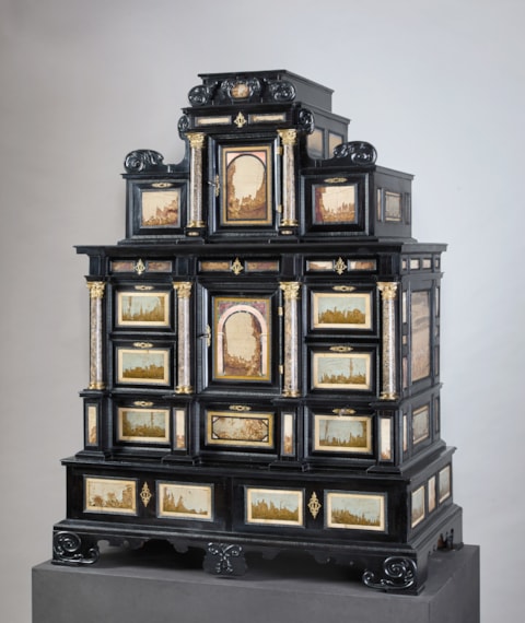 A rare Augsburg Pietra Paesina Cabinet