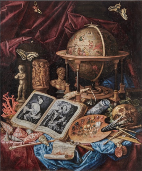 Vanitas Still life with celestial globe