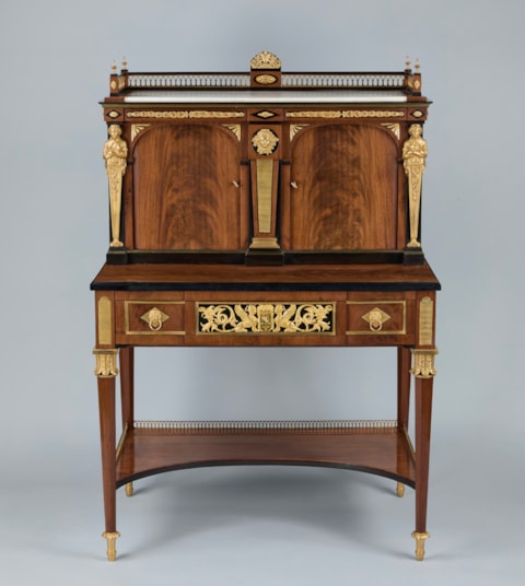 A Russian mahogany and ormolu-mounted mechanical Bureau  ‘Bonheur du Jour’