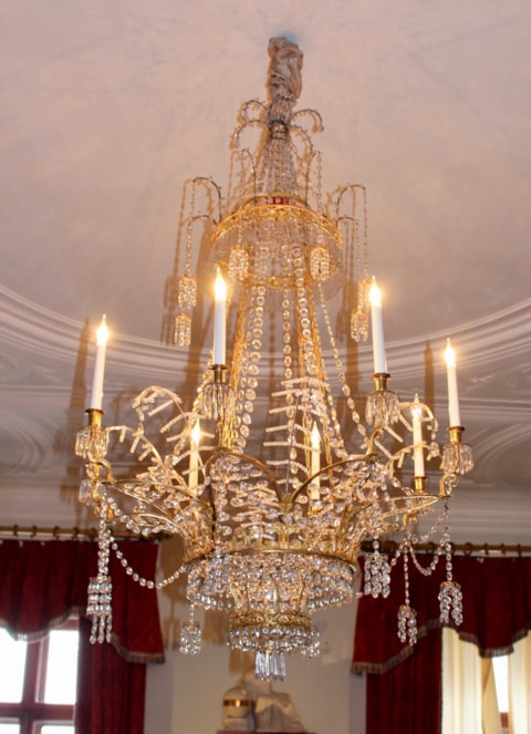 Prussian Ormolu and Crystal and Cut-Glass Eight-Light Chandelier