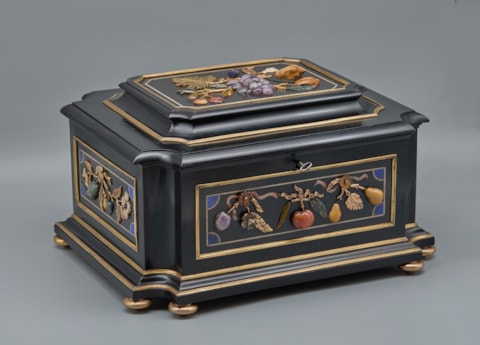 An Italian ormolu-mounted Ebony and Pietra Dura casket from the Grand Ducal Workshops in Florence