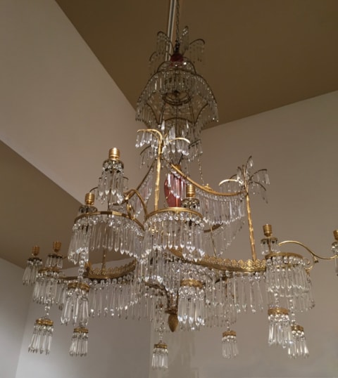 Impressive Prussian Ormolu and Chrystal and Cut-Glass Twelve-Light Chandelier